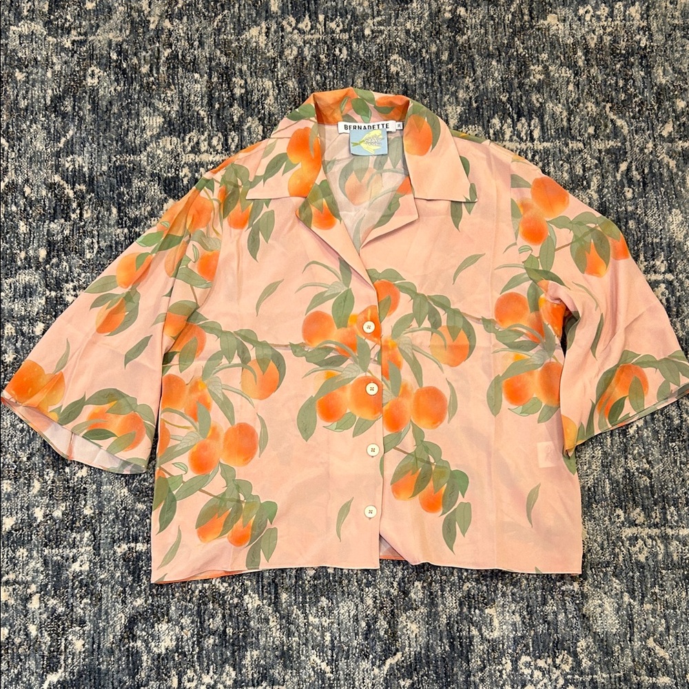 Peach Button-Up Shirt AND Beurre Silk Skirt